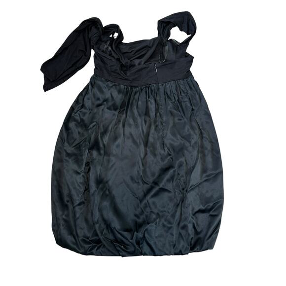 BCBGMaxAzria Black Mini Dress 0 Grecian Draped Bubble Hem Empire Waist Y2K - Picture 6 of 8